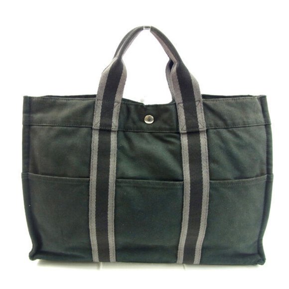 Authentic Hermes Tote bag Fourre Tout Black Grey Woman unisex  Used - Picture 1 of 6